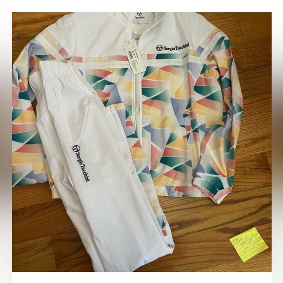 NWT Sergio Tacchini 2 piece Mosaico Track Suit Jacket & Pant set - size XS - Picture 1 of 11